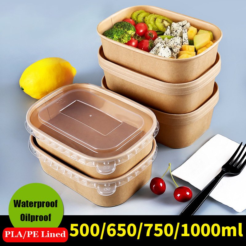 Disposable compostable biodegradable take away container paper food box,take out fast food packaging paper boxes with lid