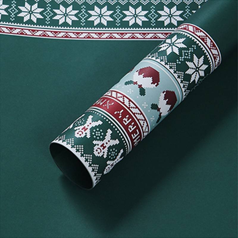 2023 New Design Christmas Floral Waterproof Plastic Bouquet Korean Packaging Paper Gift Flower Print Wrapping Paper