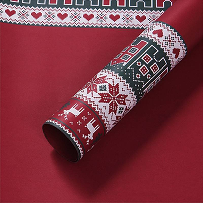 2023 New Design Christmas Floral Waterproof Plastic Bouquet Korean Packaging Paper Gift Flower Print Wrapping Paper