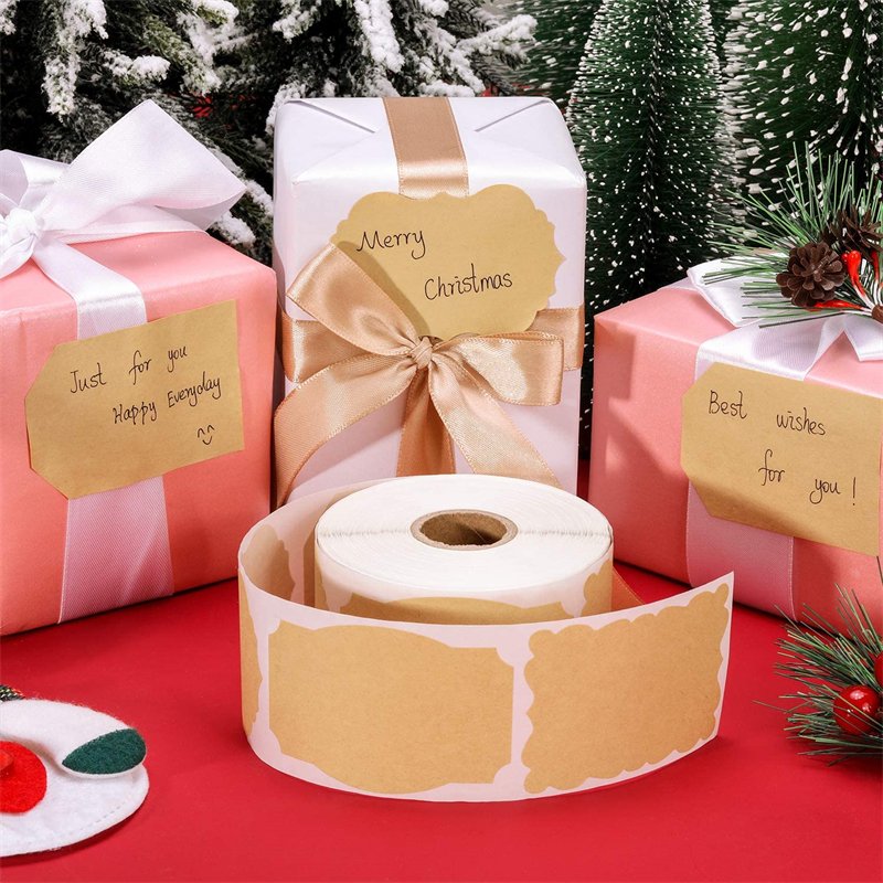 Custom Printed Logo Kraft Gift Paper Tags Blank Brown Kraft Packaging Labels Stickers for Bottle