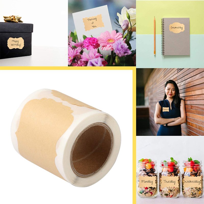 Custom Printed Logo Kraft Gift Paper Tags Blank Brown Kraft Packaging Labels Stickers for Bottle