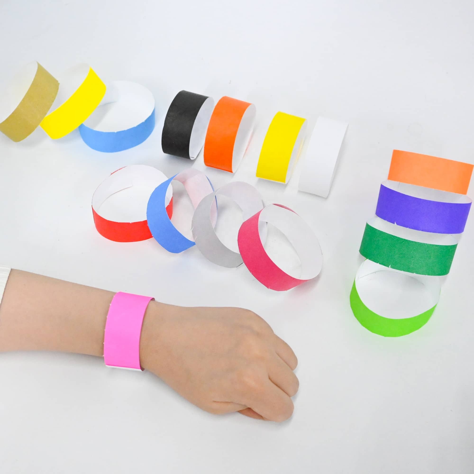 Paper Bracelet 3/4 inch Solid Tear Proof Disposable Printable Wristband for Event Christmas New year