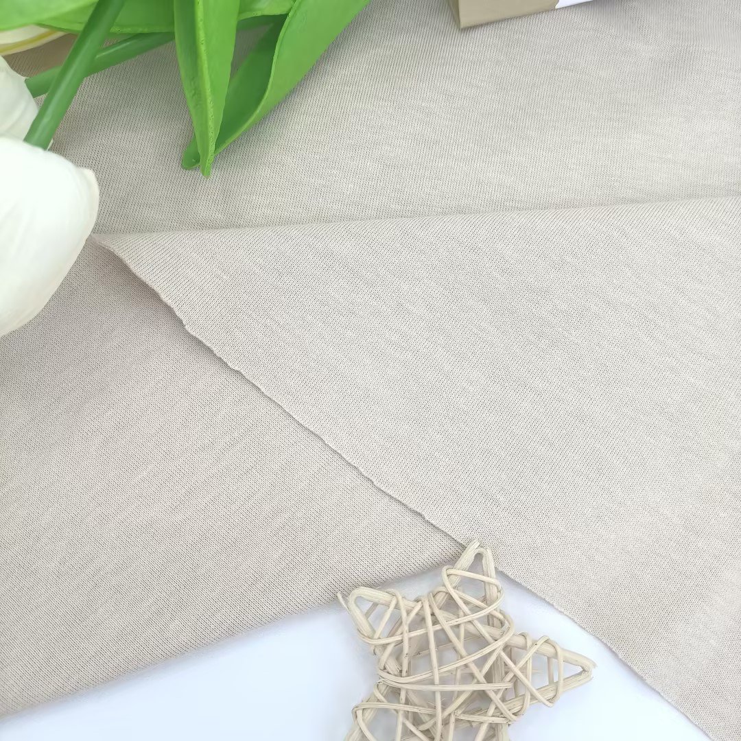 Yunda Factory 250Gsm 77%Cotton 9%Linen 14%Polyester Solid Interlock Fabric Cotton Linen Fabric For Clothing