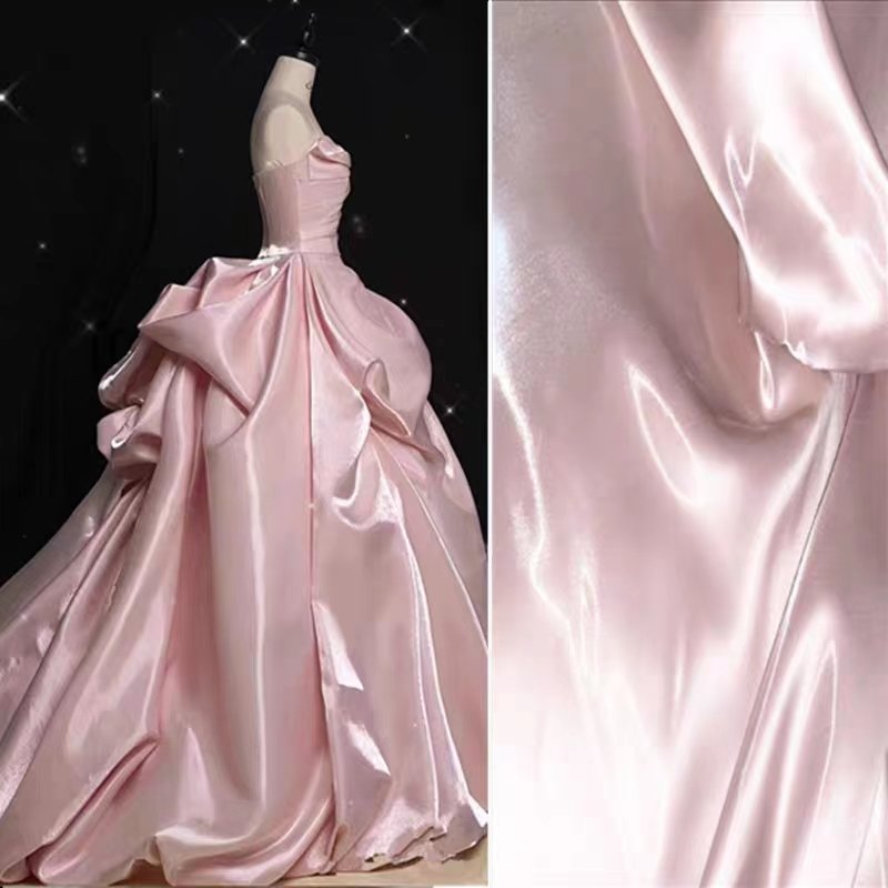 High quality Shiny liquid organza fabric 20D*50D 59 gsm light weight satin fabric clothing fabric for garment