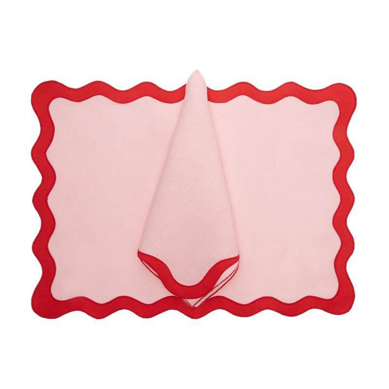 Linen Scalloped Embroidered Blue And White Pastel Cloth Cotton Place Mats Napkins A Soft Floral Cloth Napkins Yellow Place Mats