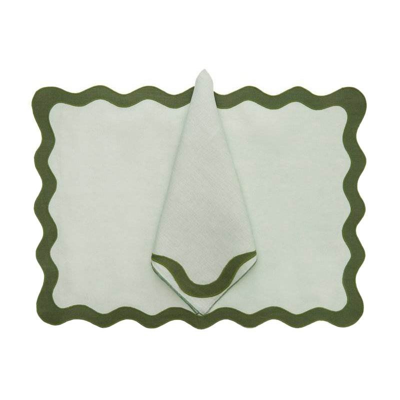 Linen Scalloped Embroidered Blue And White Pastel Cloth Cotton Place Mats Napkins A Soft Floral Cloth Napkins Yellow Place Mats