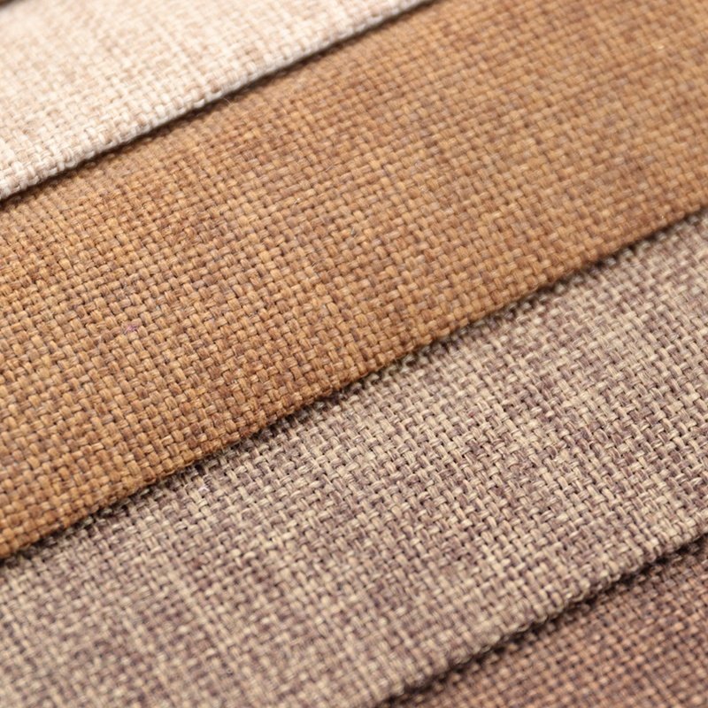 100% poly linen stretch fabric suppliers yarn plain dyed fabric for curtain and sofa
