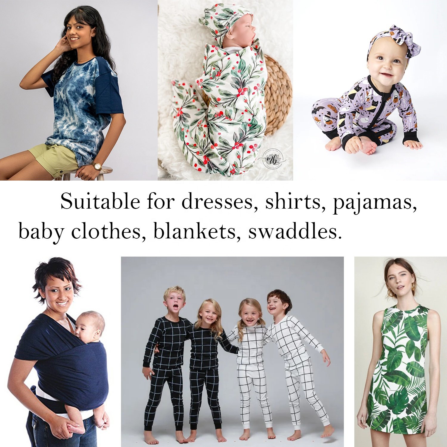 100% Bamboo Fiber Custom print Organic Acrylic Cotton Knit Fabric For shirt, dress, pajamas