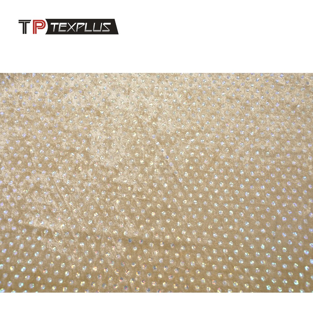 Wholesale polyester knit crushed diamond velour and velour paillettes fabric
