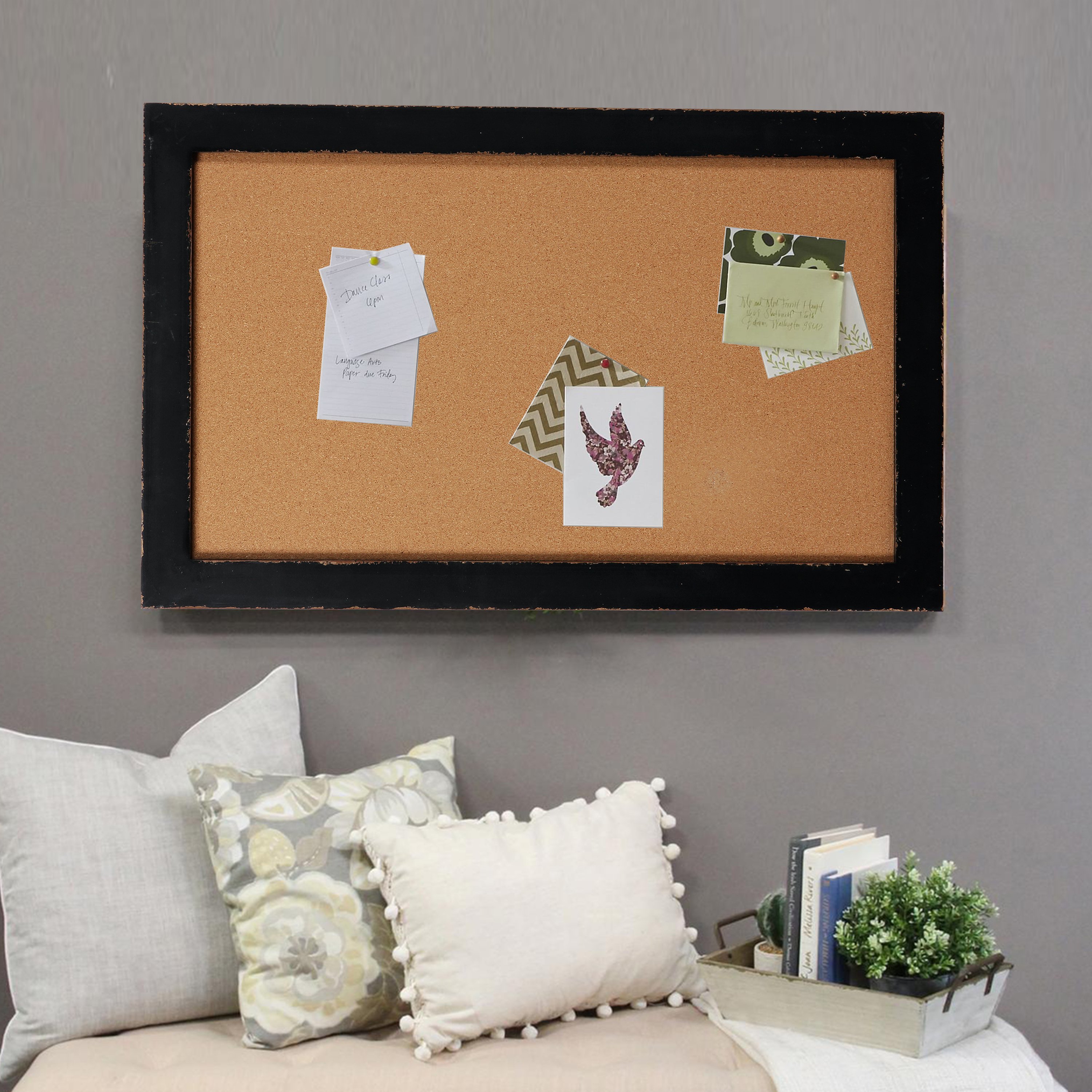 Hot Sale Wholesale Rustic Home Decor Wood Frame Linen Fabric Wall Fancy Decoration Message Notice Cork Pin Bulletin Board