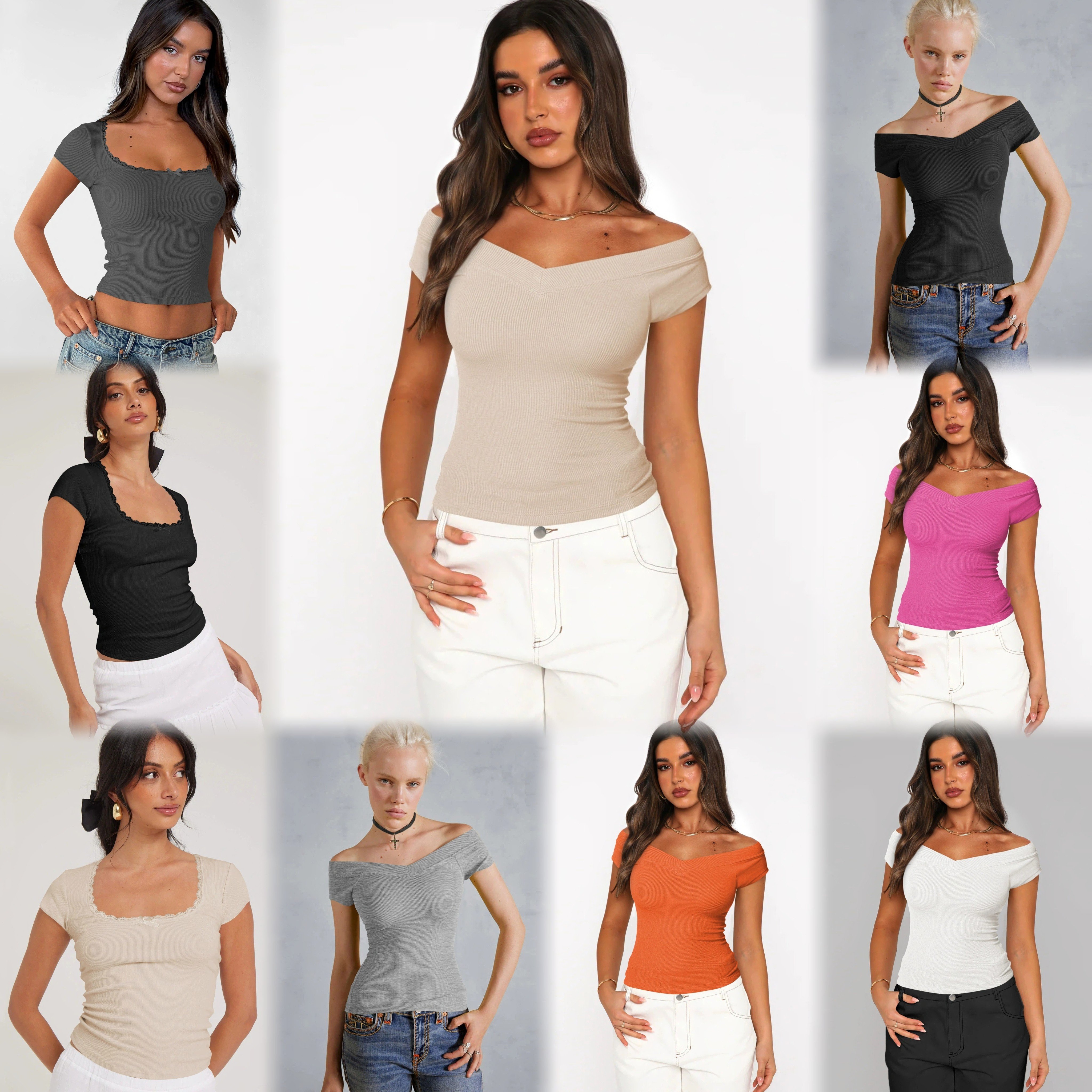 Wholesale women's T-shirt Fashion short soft breathable cotton fabric round neck short-sleeved T-shirt
