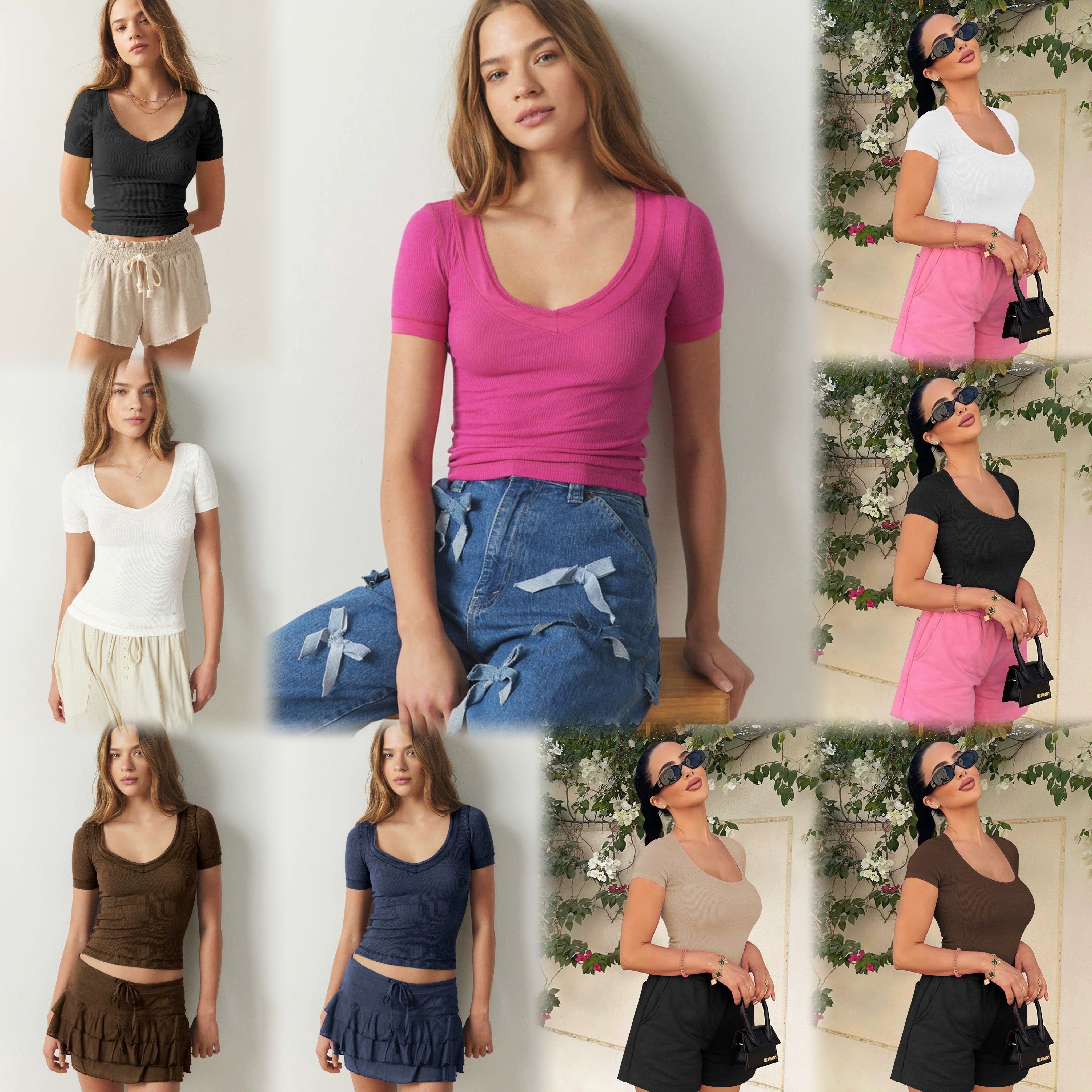 Wholesale women's T-shirt Fashion short soft breathable cotton fabric round neck short-sleeved T-shirt