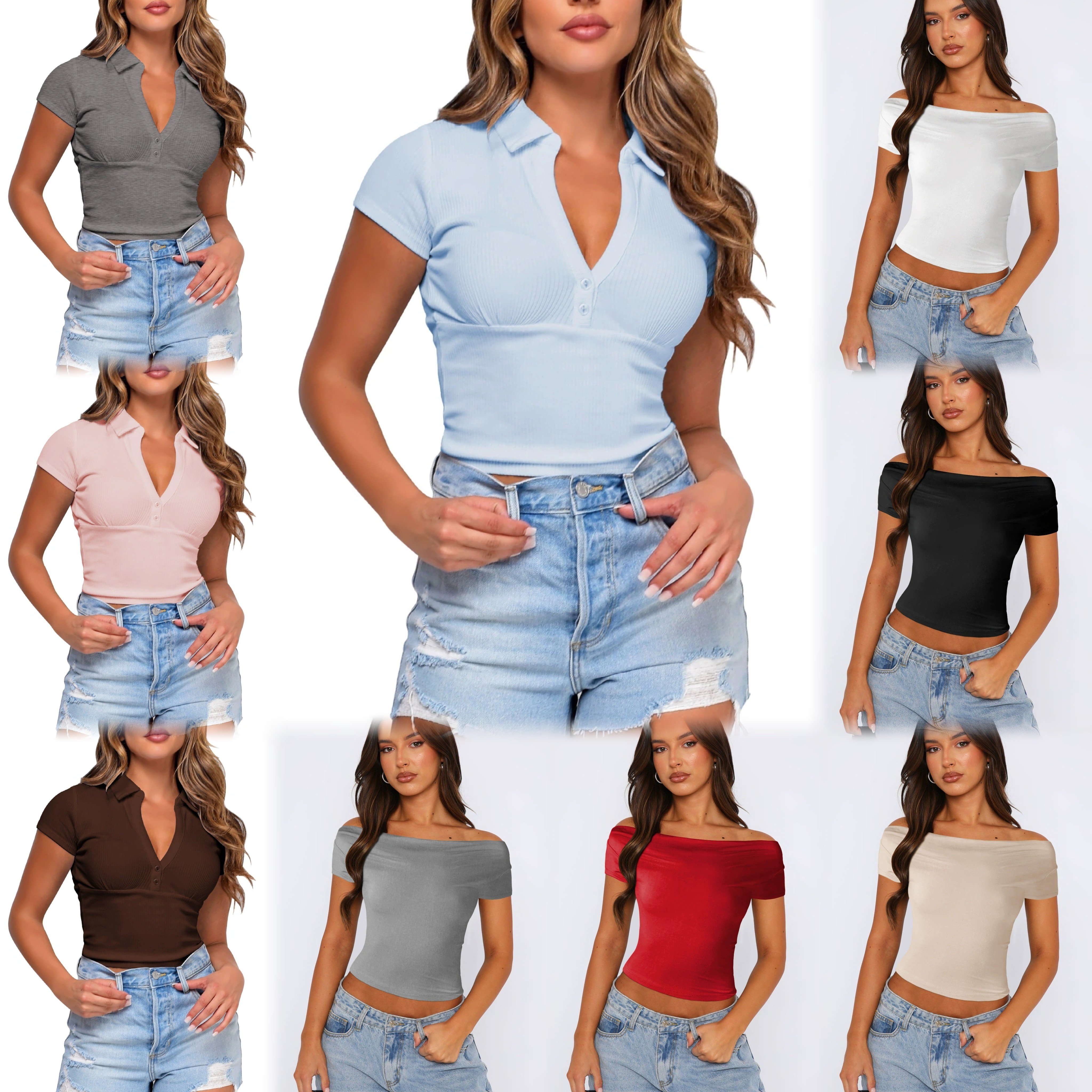Wholesale women's T-shirt Fashion short soft breathable cotton fabric round neck short-sleeved T-shirt
