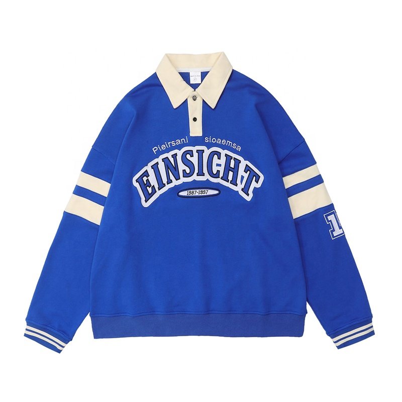 Eco Friendly Cotton Jersey Your Own Logo Felt Embroidery Rugby Shirt polo Custom Rugby Shirt