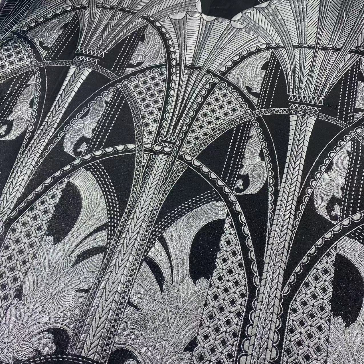 HIGH QUALITY POLYESTER METALLIC SHINY POGODA DESIGN PATTERN JACQUARD BROCADE FABRIC FOR WOMEN GARMENTS