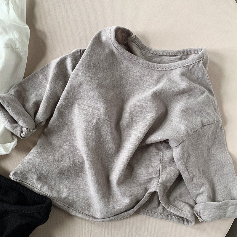 Wholesale customized children's bamboo cotton long sleeved versatile pure cotton base shirt children's long sleeved t-shirt