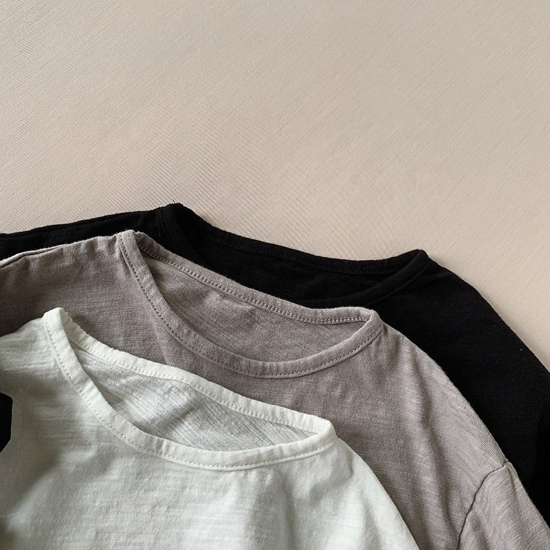 Wholesale customized children's bamboo cotton long sleeved versatile pure cotton base shirt children's long sleeved t-shirt