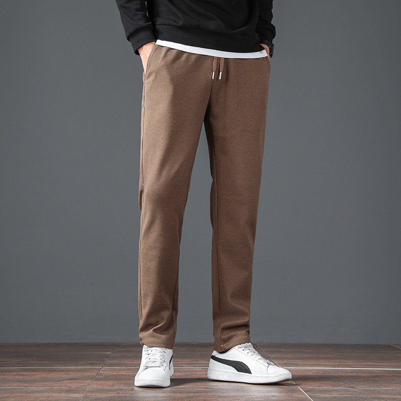 Men's Thick Warm Casual Pants Fitness Outdoor Activities Elastic Waist Leggings Drawstring Stripe Printed Classic Winter Running