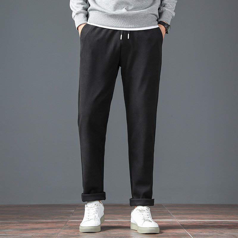 Men's Thick Warm Casual Pants Fitness Outdoor Activities Elastic Waist Leggings Drawstring Stripe Printed Classic Winter Running