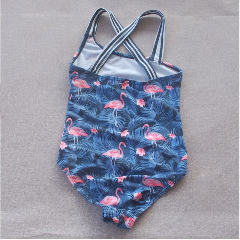 Girls Camisole Gymnastics Sports Wearing Workout Gym Flamingo Pattern Jumpsuit Kids Nylon Soft Fabric Dance Practice Attires