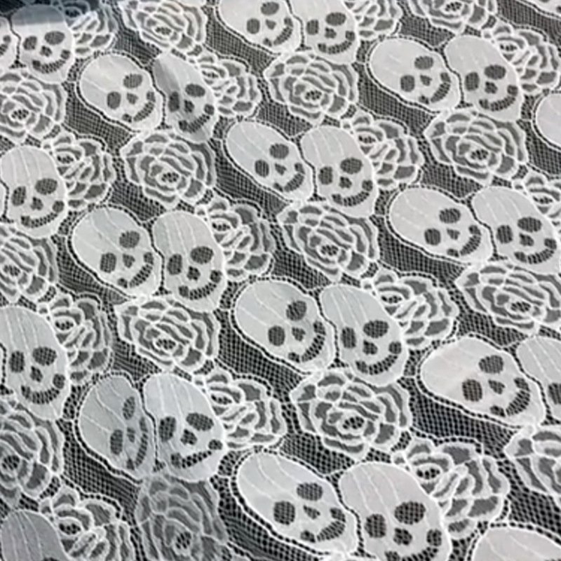 Width 150 cm Halloween Decorative Lace Fabric Skull Mesh Lace For Tablecloth Stage Wear