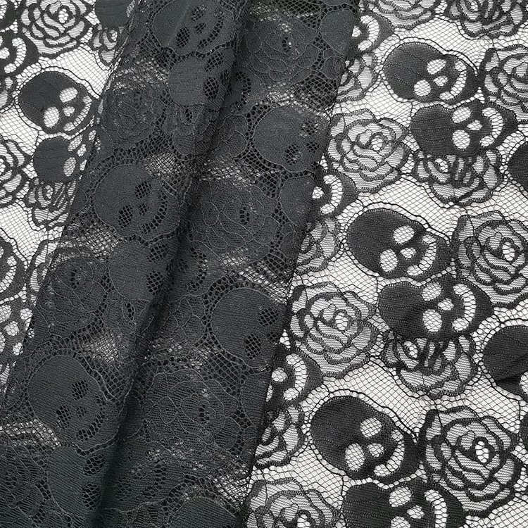 Width 150 cm Halloween Decorative Lace Fabric Skull Mesh Lace For Tablecloth Stage Wear