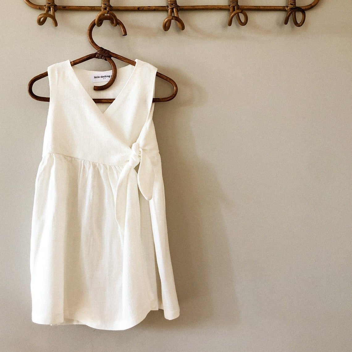 Cute Girls Linen Wrap Dress Dressy Casual for Baby Toddler Kids Child