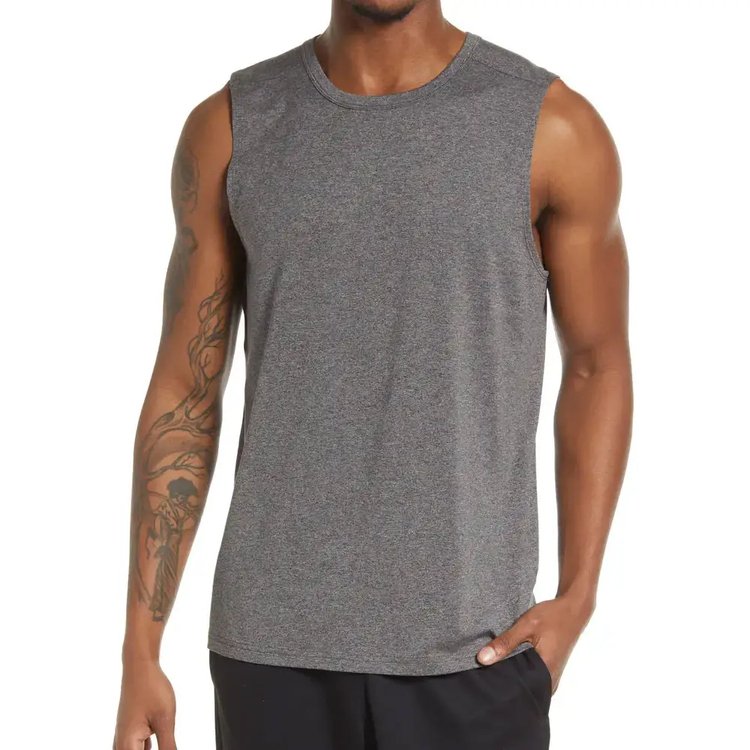 2024 Men's High Quality Sleeveless Tank Top Best Design Polyester Gym Fitness Clothing Wholesale Solid Color Plus Size Summer