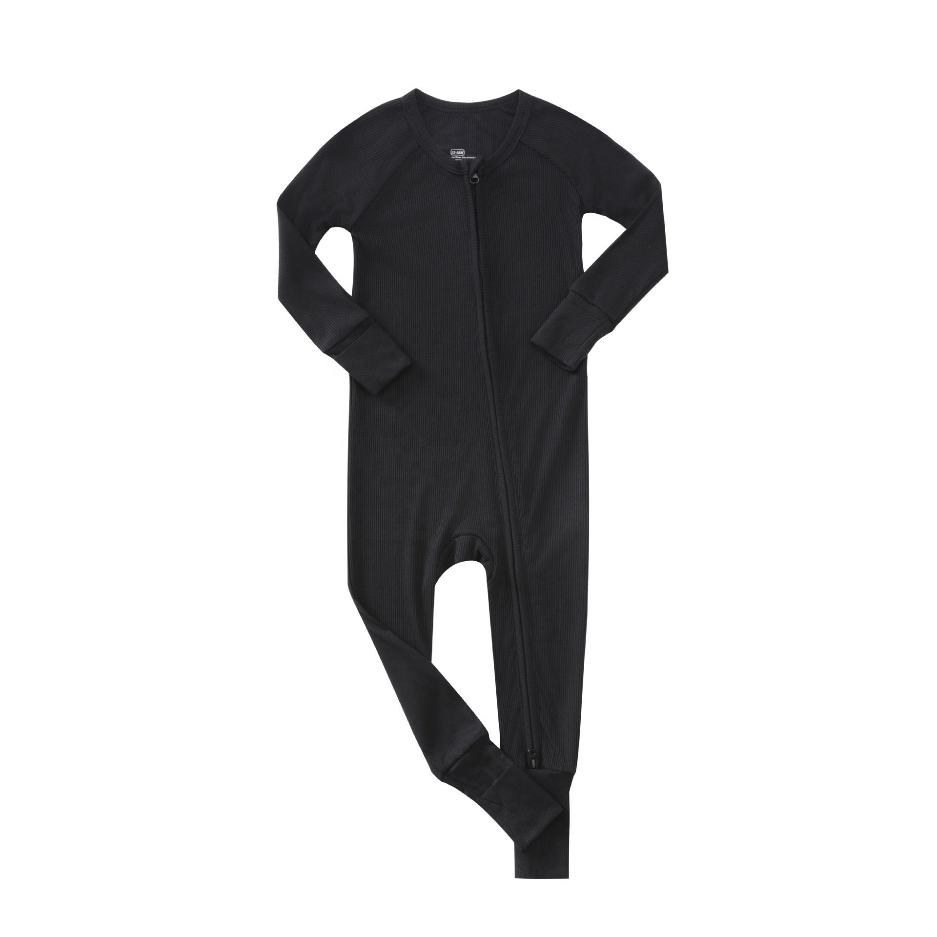 newborn clothes foreign trade infant baby Coveralls solid color long sleeve ribbed bamboo fiber baby onesie zipper baby pajamas