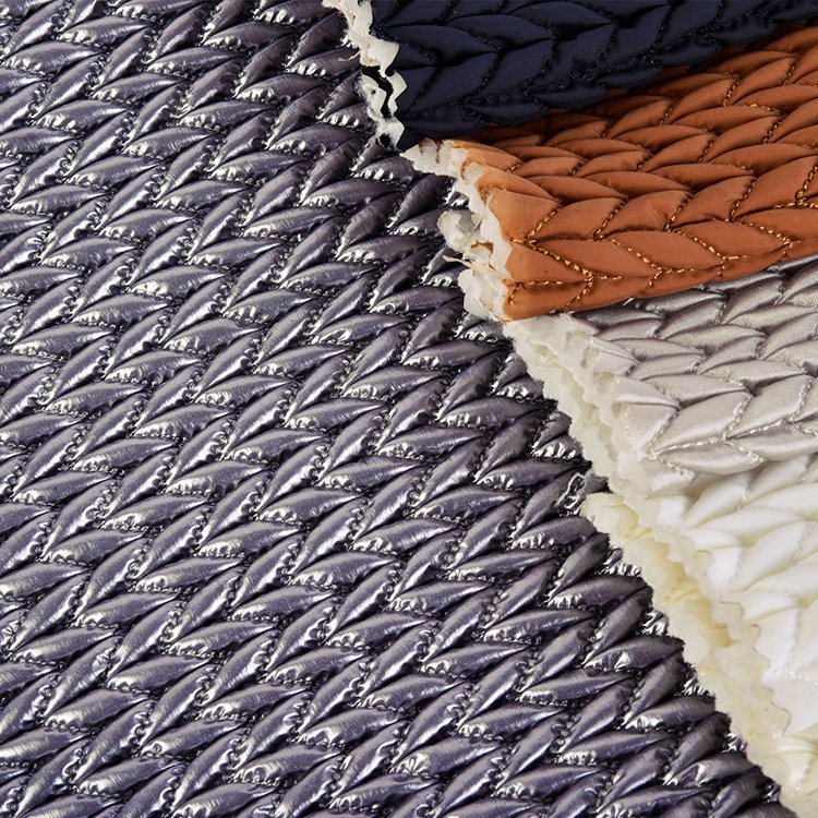 High quality silver coated nylon quilted fabric with spandex jacket fabric