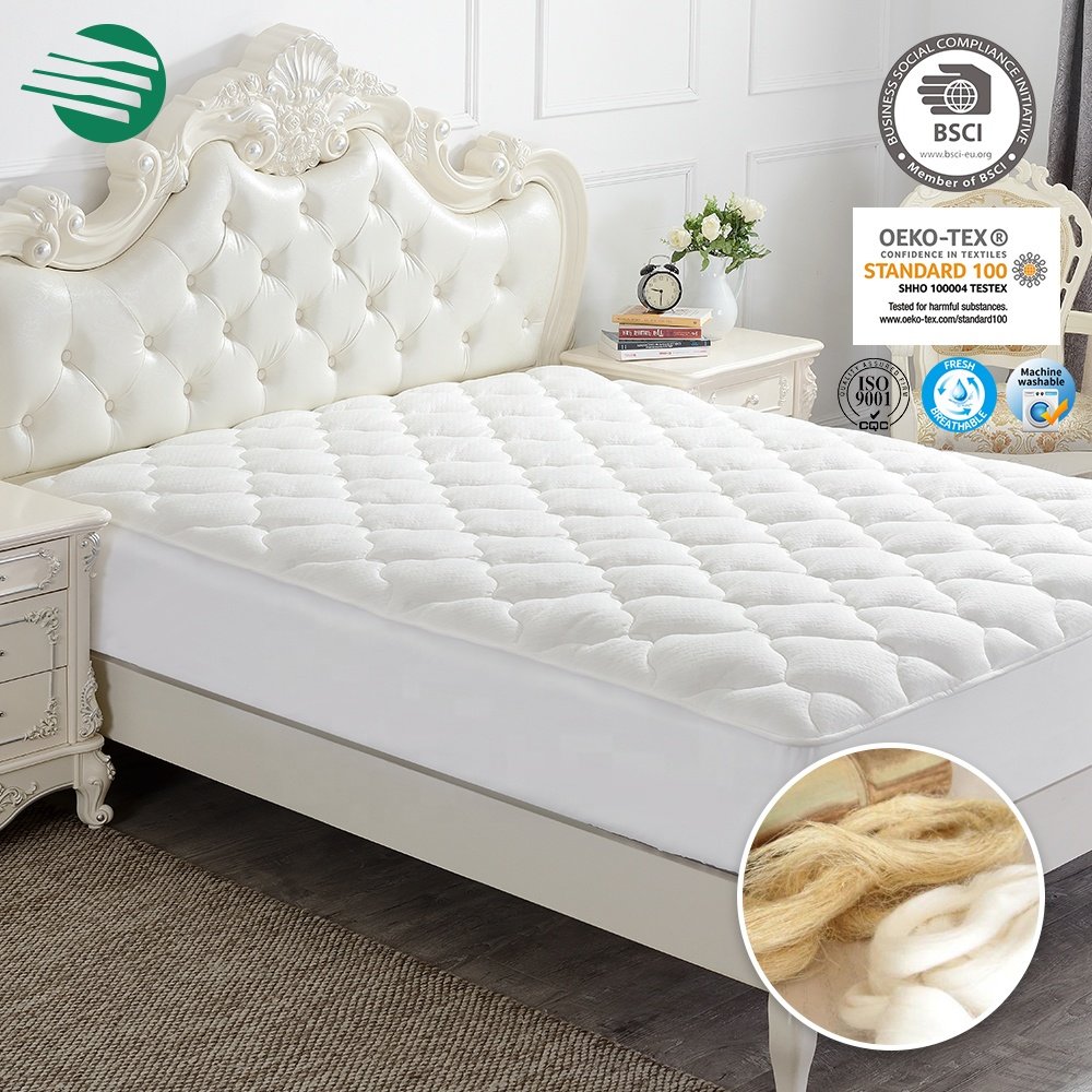 Bamboo Mattress cover Pad with Fitted Skirt Ultra Soft Fitted fiber padding Cooling Topper Bamboo Mattress pads