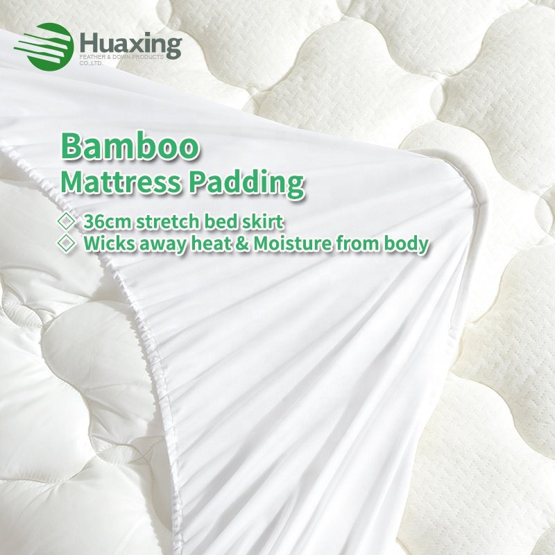 Bamboo Mattress cover Pad with Fitted Skirt Ultra Soft Fitted fiber padding Cooling Topper Bamboo Mattress pads