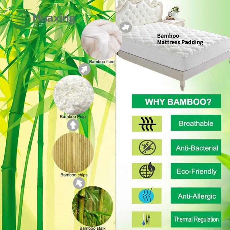 Bamboo Mattress cover Pad with Fitted Skirt Ultra Soft Fitted fiber padding Cooling Topper Bamboo Mattress pads