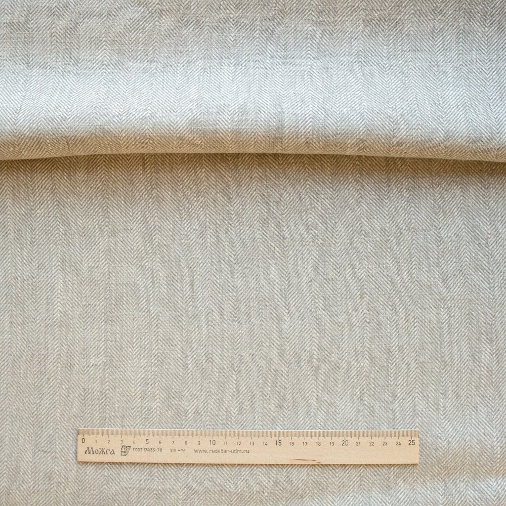 100% Linen Woven Twill Weave Herringbone Fabric Roll 300 GSM Natural Softened Breathable Cloth for Shirts Wholesale for Home Use