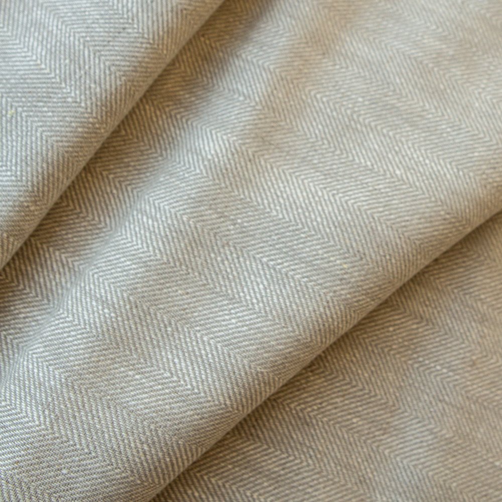 100% Linen Woven Twill Weave Herringbone Fabric Roll 300 GSM Natural Softened Breathable Cloth for Shirts Wholesale for Home Use