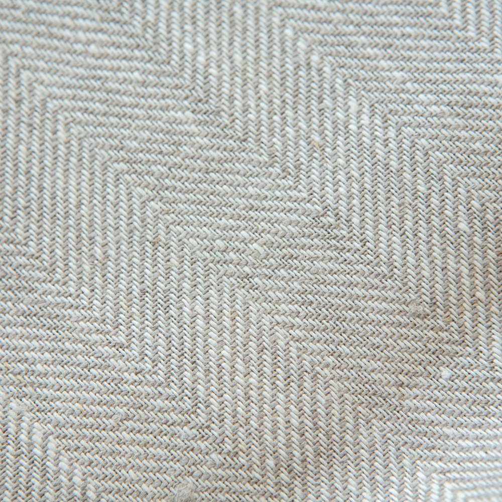 100% Linen Woven Twill Weave Herringbone Fabric Roll 300 GSM Natural Softened Breathable Cloth for Shirts Wholesale for Home Use