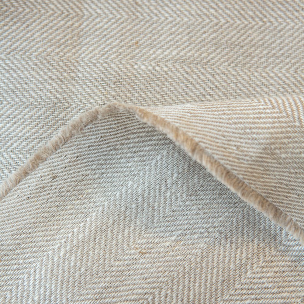 100% Linen Woven Twill Weave Herringbone Fabric Roll 300 GSM Natural Softened Breathable Cloth for Shirts Wholesale for Home Use