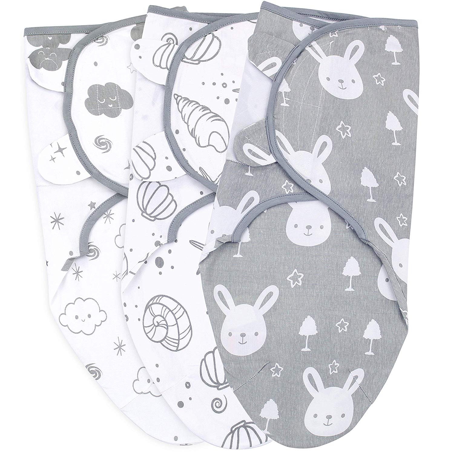 Cute Cartoon Design Printed Soft Cotton Bamboo Fiber Newborn Adjustable Wrap Blanket Stretchy Toddlers Baby Swaddle Wrap Blanket