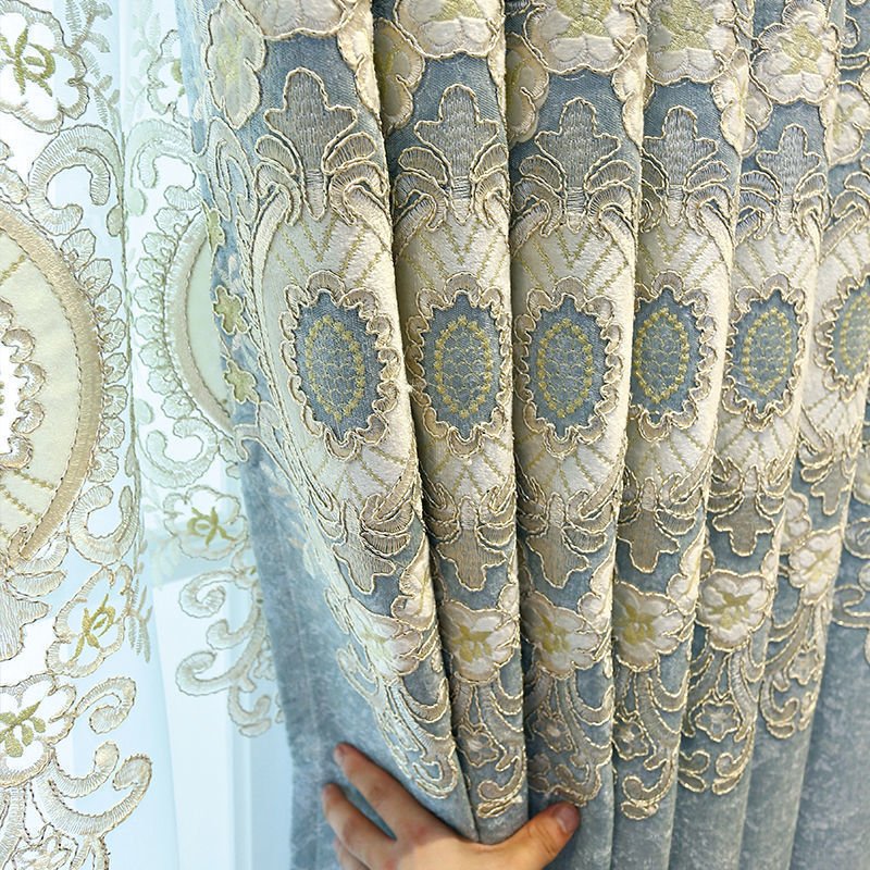 European Style Embroidered Thicken Blackout Bedroom Living Room Window Curtains