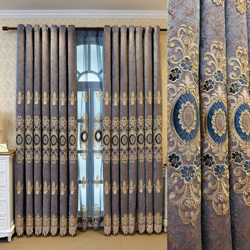 European Style Embroidered Thicken Blackout Bedroom Living Room Window Curtains