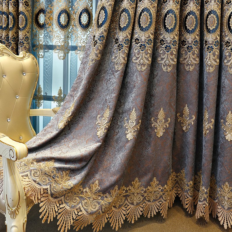 European Style Embroidered Thicken Blackout Bedroom Living Room Window Curtains