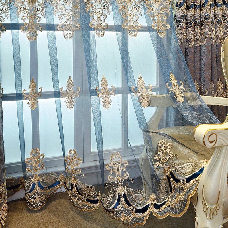 European Style Embroidered Thicken Blackout Bedroom Living Room Window Curtains