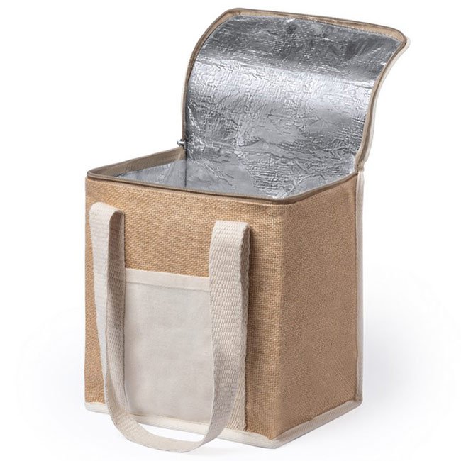 Eco-Friendly Stylish 100% Jute Insulated Cooler Bag Woven Jute Fabric Lunch Carrier with Twill Style Pillow Use for Upholstery