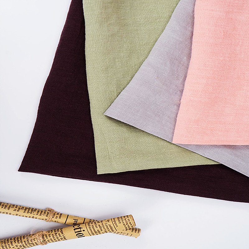 Plain color breathable stone washed woven organic viscose linen fabric wholesale for clothing
