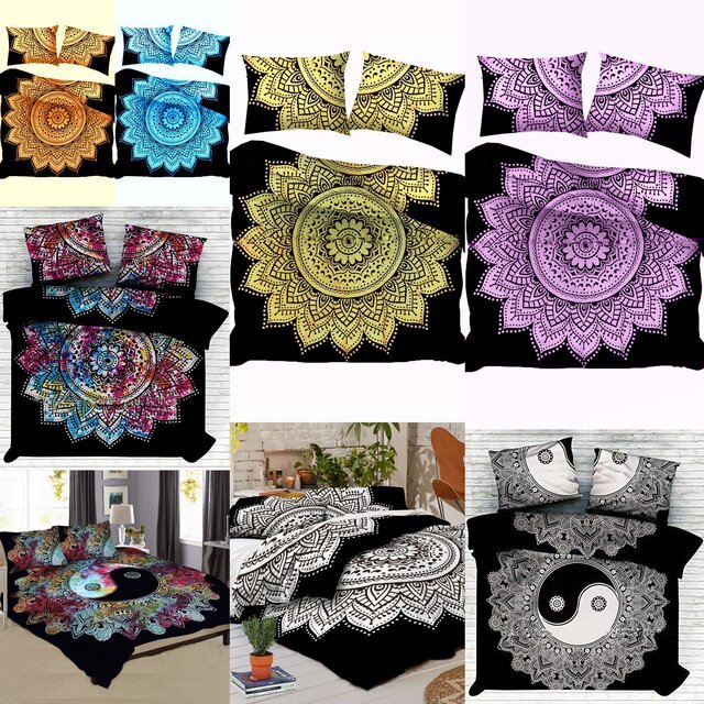 Comforter Bedding Queen Duvet Cover Cotton Fabric Home Decor Multiple Color Hippie Flower Yin Yang