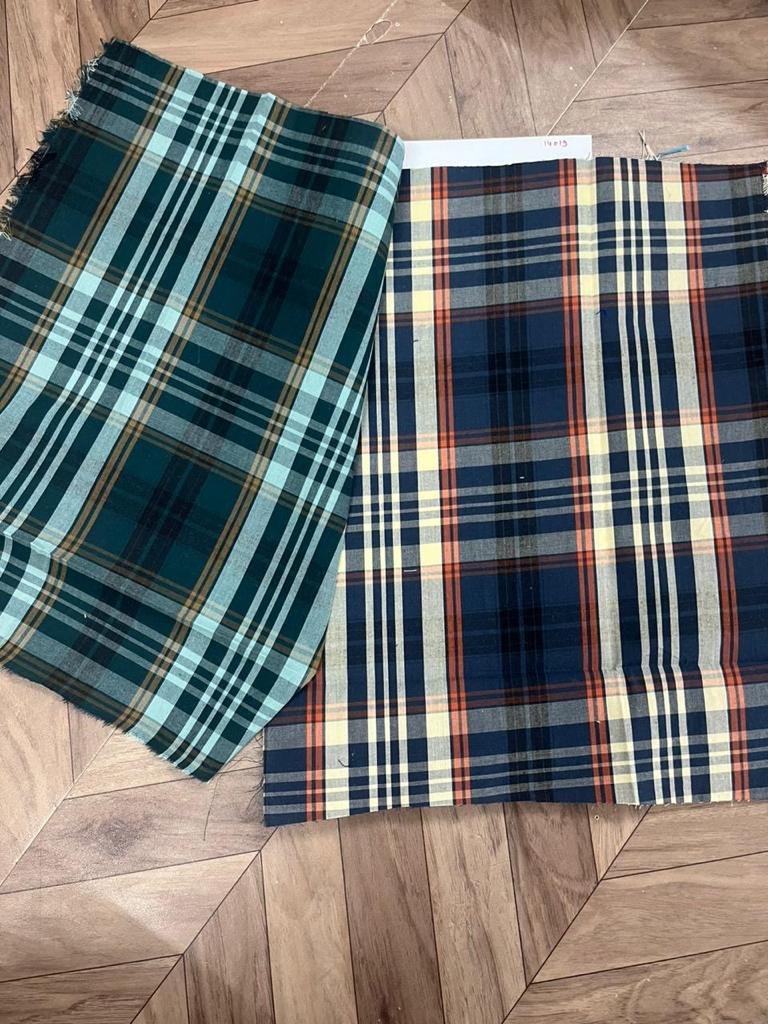 High Quality 100% Linen Cotton Poplin Check Shirt Fabric Printed Dress Material Plain Style Dyed Direct Export India Men Girls