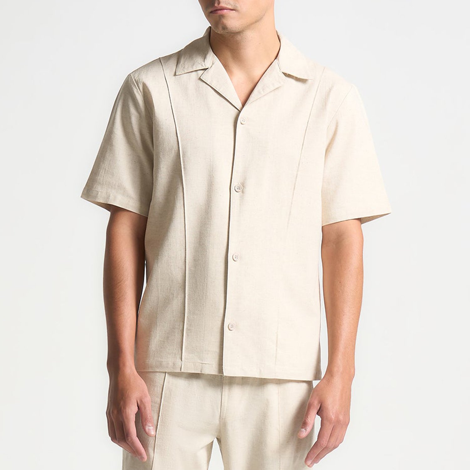 Men'S Cotton Linen Shirt Casual Cuban Guayabella Shirt Short Sleeve Beach Shirt
