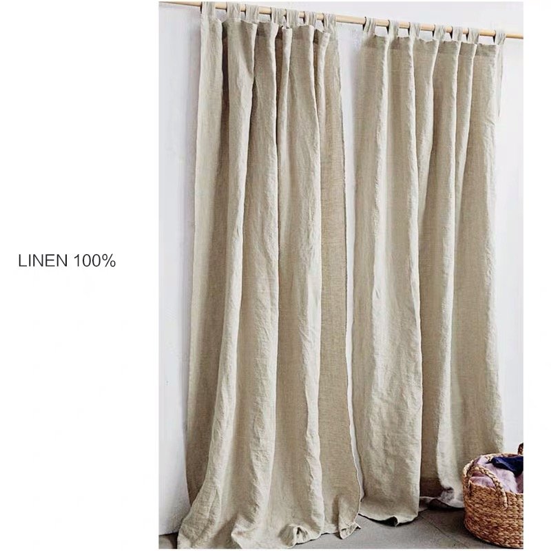 100% French Linen Curtain natural Flax linen sheer custom window curtains for the living room
