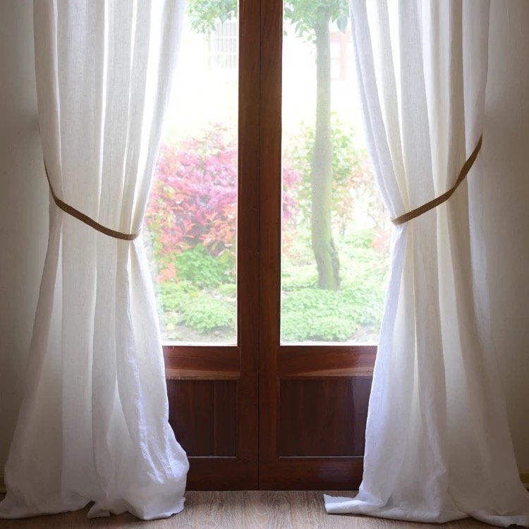 100% French Linen Curtain natural Flax linen sheer custom window curtains for the living room