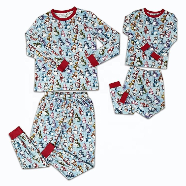 2024 wholesale Custom Pyjamas Family Sleepwear 2 Piece Graphic Bamboo Matching Christmas Pajamas Sets For Family